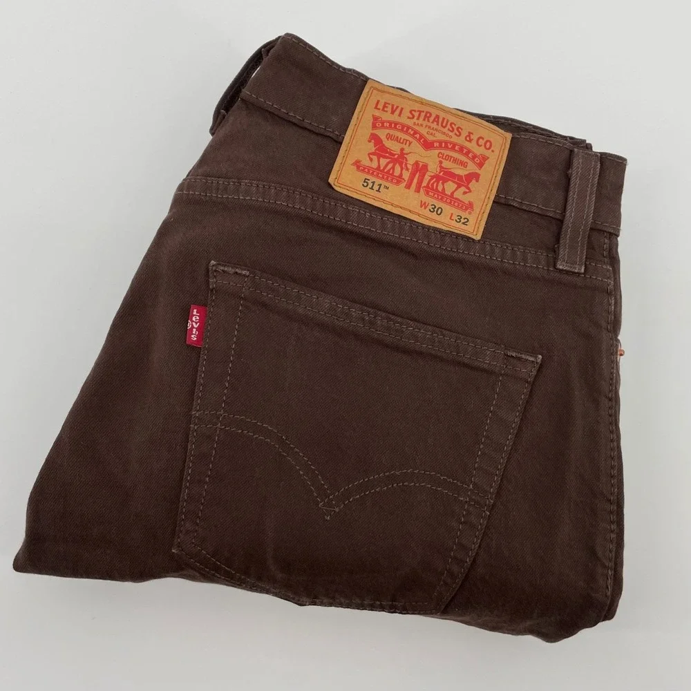 Levis 511 Slim Fit Brown Jeans Men's Size 30x32 Stretch Denim
